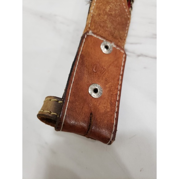 Braided Horse Hair Belt With Engraving On Leather‎ 40 Acorns Vintage Browns - Picture 7 of 8